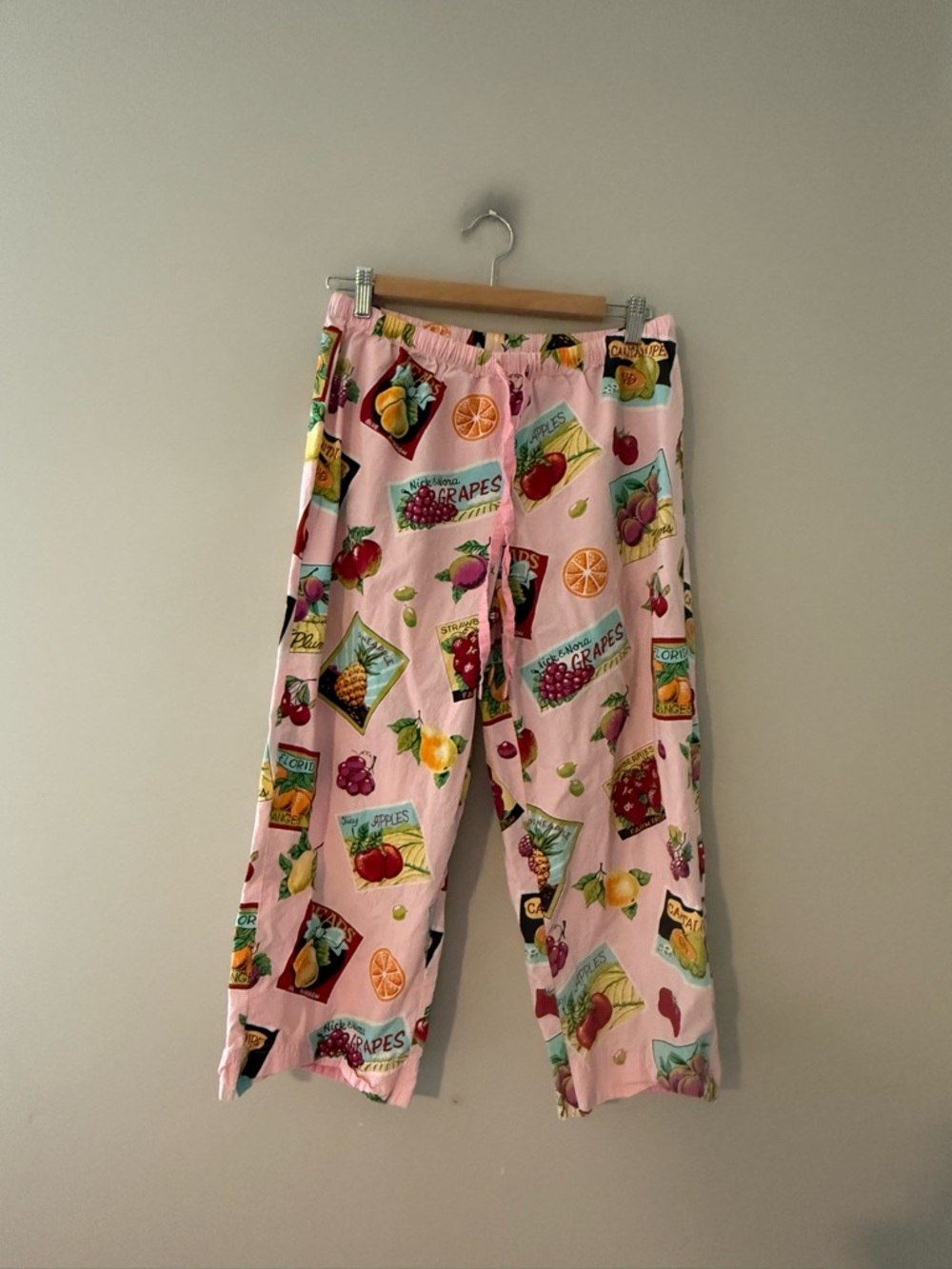 Nick & Nora Pink Fruit Stand Pajama PANTS Medium